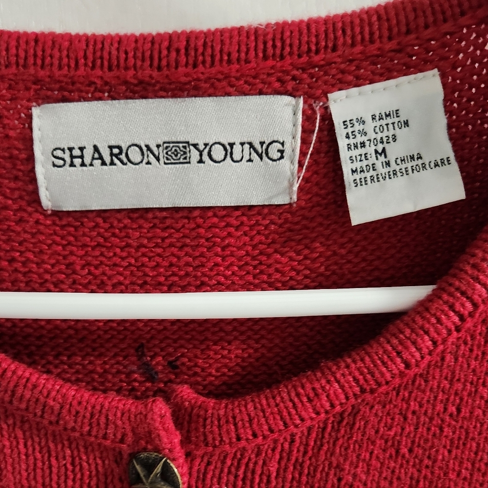 Sharon Young Red Knit Vest with Patriotic Motifs, Size M - Picture 2 of 3